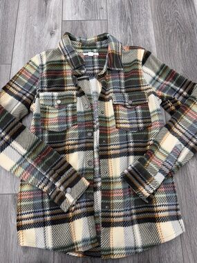 O'Neill Green, Black & Red Plaid Fleece Shacket